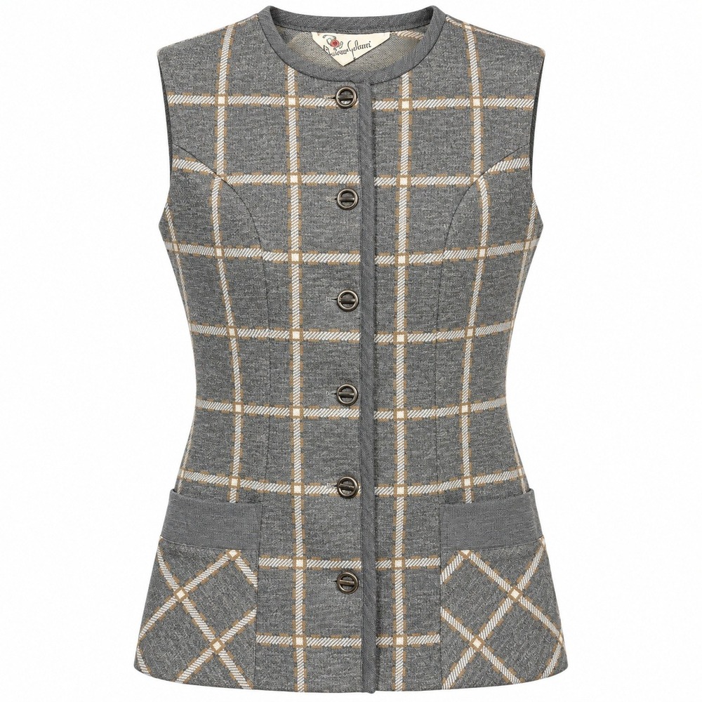 Donovan Galvani Dark Academia Grid Knit Vest Womens S Vintage Mod Preppy Retro